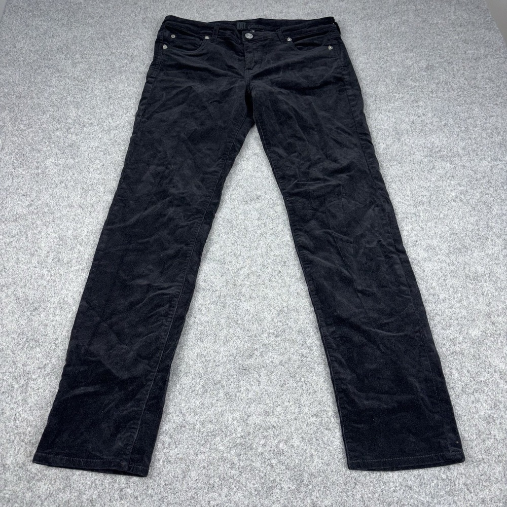 Kut From The Kloth Black Corduroy Pants Women's Size 10 Stretch Straight Leg EUC